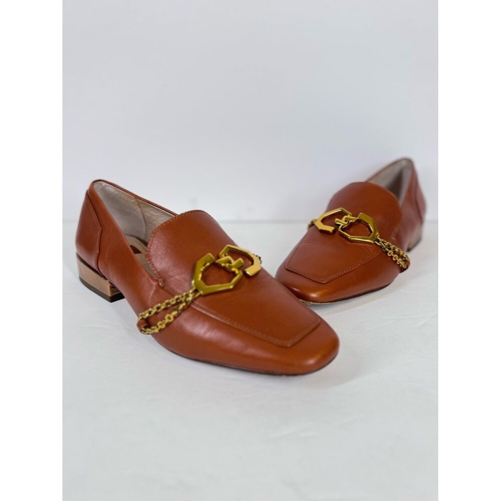 Louise et Cie Tan Leather Chain Link Loafers Brown Leather Women’s 36 / 5 1/2